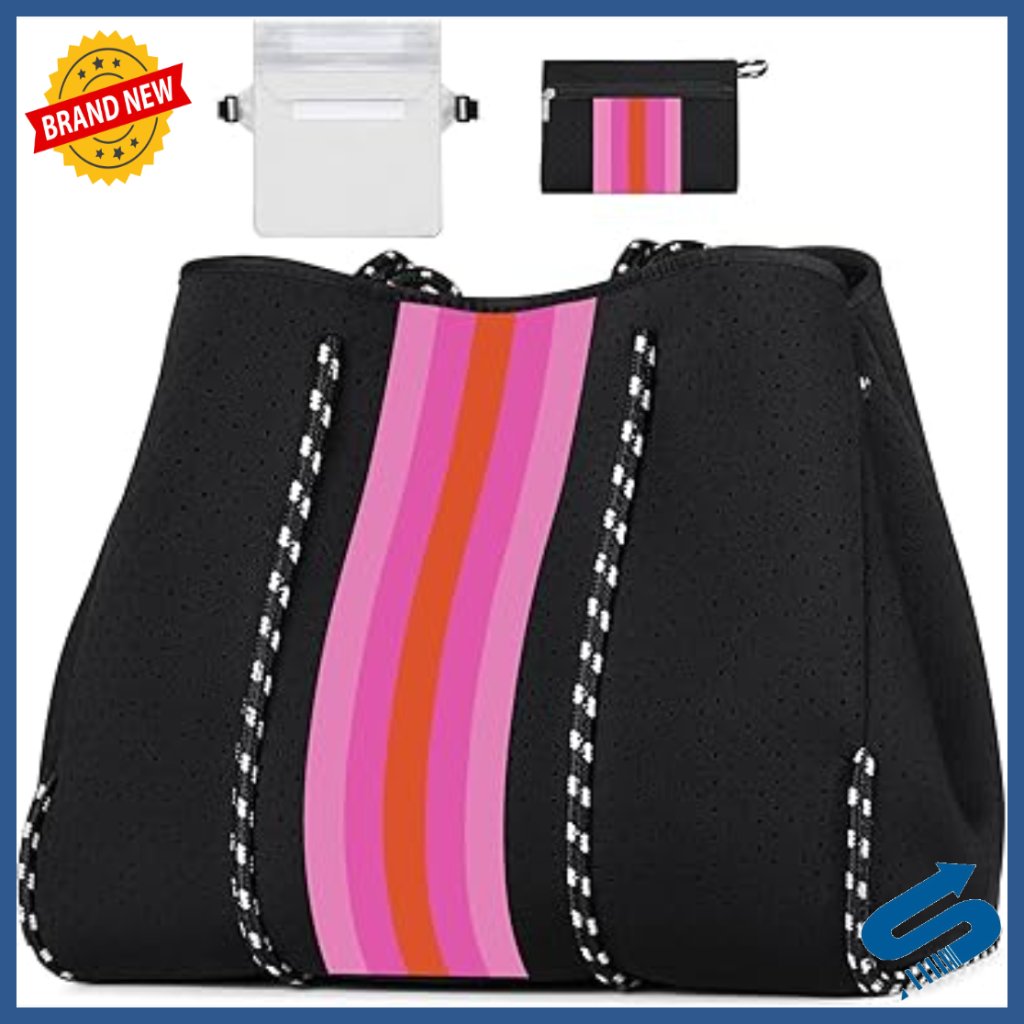 Large Neoprene Tote Bag With Inner Pocket, Perfect Beach Pool Travel Bag